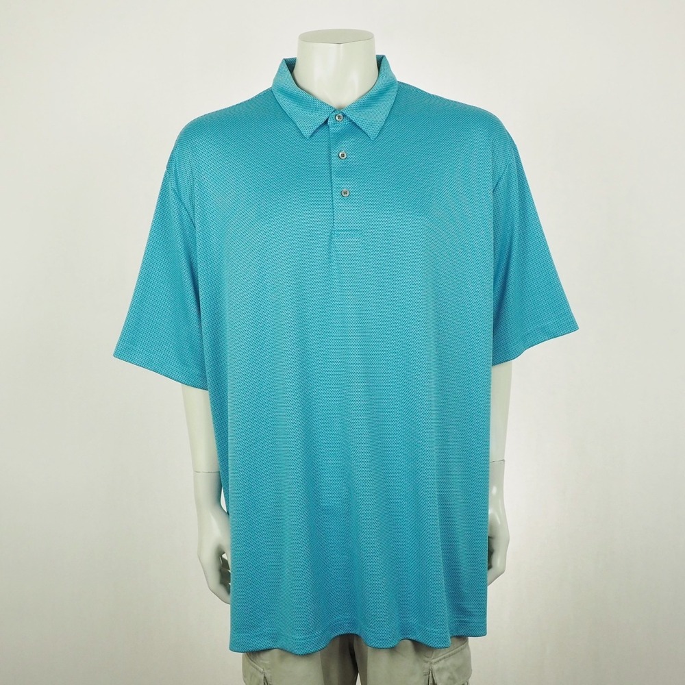 Roundtree & Yorke Performance Polo Shirt Mens 4XT 4XLT Blue Micro Dots AOP Golf
